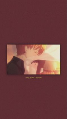 two anime characters are kissing in front of a red background with the words they might have you