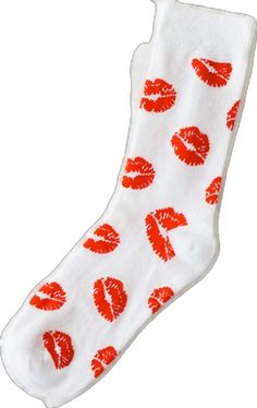 Red Kisses, Lipstick Red, Women's Socks, Socks Women, The White, White Background, Valentine's Day, Cotton Blend, Socks