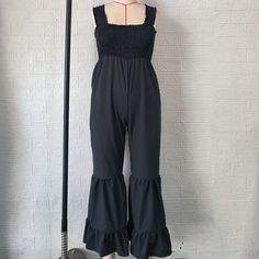 Women's 2024 High Waist Elastic Wide Leg Jumpsuit Overall High Waist Stretch Jumpsuits And Rompers For Beach, Summer Stretch Solid Jumpsuits And Rompers, Fitted Solid Color Jumpsuits And Rompers For Beach, Fitted Solid Color Jumpsuit For Beach, Summer Solid Color Stretch Strapless Jumpsuit, Fitted High-waist Jumpsuits And Rompers For The Beach, Fitted High Waist Jumpsuits And Rompers For Beach, Casual Strapless Stretch Jumpsuit With High Waist, Fitted One-piece Jumpsuits For Vacation