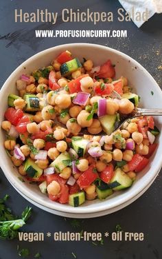 a white bowl filled with chickpea salad