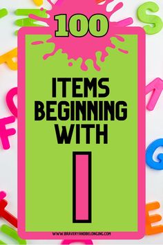 Pin text reads, 100 items beginning with I on a bright background with letters. Learning Letters Preschool, Alphabet Activities Preschool, Preschool Letters, Alphabet Preschool, Letter C, Learning Letters, Alphabet Activities, Preschool Crafts, Preschool Activities