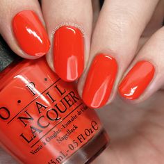 Nail Polish Society>> OPI Spring/Summer 2017 Fiji Collection Tropical Nail Colors, Red Orange Nails, Summer French Nails, Nails Oval, Opi Gel Nails, Orange Nail Designs, Fun Summer Nails, Orange Nail Polish