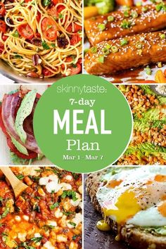 six different pictures with the words skinnytaste meal plan