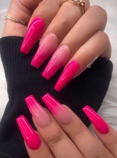 Gel Coffin, Ombre Coffin Nails, Ombre Coffin, Pink Ombre Nails, Nails Natural, Ombre Acrylic Nails, Pink Gel, Cute Acrylic Nail Designs