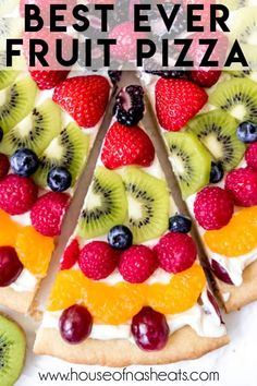 the best ever fruit pizza with fresh fruits on top