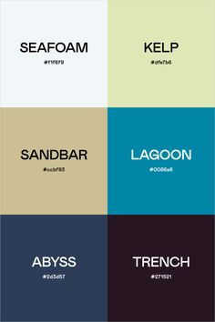 four different types of logos with the words seafoam and sandbar on them