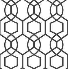 a black and white pattern with hexagonal shapes on it's sides, as well as circles