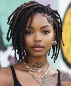 17 Short Locs Hairstyles 2025 For Women With Bangs, Retwist, Dreadlock For Work, Party And Any Occasion Loc Style With Shaved Sides, Bob Dreadlocks Hairstyles, Short Hair Locks For Black Women, Layered Locs Black Women, Locs In A Bob Style, Asymmetrical Loc Bob, Short Loc Bob, Black Women Dreadlocks Hairstyles, Dreadlocks Short Hair