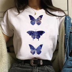 Red Butterfly Heart Print T-shirt Fashion Women Harajuku Graphic Tee Women Summer Blouse Tshirt Casual Heart Print T-shirt For Spring, Blue Butterfly Print T-shirt For Spring, Blue Butterfly Print T-shirt For Summer, Spring Heart Graphic T-shirt, Casual Heart Graphic T-shirt For Spring, Casual T-shirt With Heart Graphic For Spring, Trendy Heart Print T-shirt For Spring, Trendy Heart Graphic T-shirt For Summer, Spring Heart Print Crew Neck T-shirt