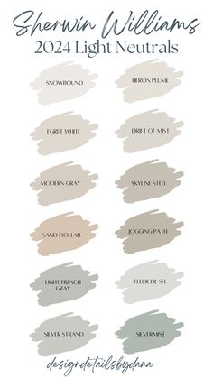 the color scheme for sheryln williams's light neutrals is shown in various shades