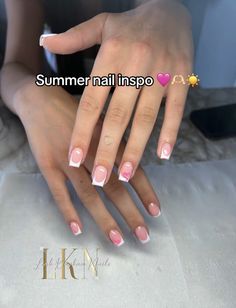 Square Nails Design Ideas Summer, Temu Nails, Summer Nail Ideas Square, Holiday Nail Inspo, Nail Ideas Simple, White Tip Acrylic Nails, Pink Tip Nails, Holiday Acrylic Nails, Aqua Nails