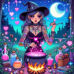 Witchy Pictures, Rainbow Witch, Witch Apothecary, Witch Photos, Diy Kits For Adults, Relaxing Art, Trippy Wallpaper, Herbal Magic, Cottage Art