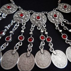 This fiery, festive necklace is a favorite of those who like to make a statement! Silver-plated, etched medallions accented with bright red stones dangle beautifully in the piece that's full of boho-chic style and movement. Festival Necklace, Five In A Row, Red Stones, Pretty Jewelry, Metal Work, Red Stone, Pretty Jewellery, Boho Chic Fashion, Bright Red