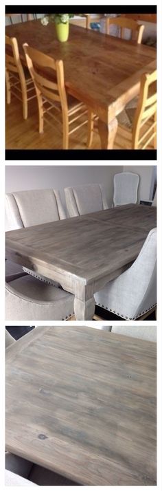 the before and after shots of a dining room table