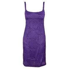 Gianni Versace Couture purple lace macramé dress vintage 90s Size IT 42 Made in Italy - Atlas SpA 55% cotton 17% polyamid 11% silk 9% acetate Lined Flat measures: Length cm. 98 Bust cm. 40 Waistline cm. 38 Hips cm. 44 Side zip Excellent condition Fitted Purple Lace Dress, Gianni Versace 90s, Versace 90s, Starlight Glimmer, Purple Lace Dress, Color Dresses, Macrame Dress, 90s Supermodels, Versace Couture