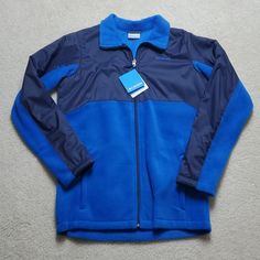 Columbia Fort Rock Hybrid Jacket, Sz Youth Xl, New W/ Tags Blue Winter Hiking Fleece Jacket, Blue Fleece Jacket For Hiking In Fall, Columbia Blue, Columbia Jacket, Columbia Jackets, Kids Jacket, Columbia, Fort, Color Blue