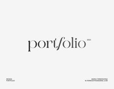 the word portfolio is written in black and white on a white paper background