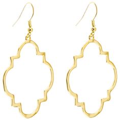 You've found the perfect outfit, so pair it with the most beautiful set of earrings like Quatrefoil Earrings. These lovely accessories feature metal quatrefoil shapes with shiny finishes and ear wires to easily slip into your ears. Wear them with scarves, jeans, fancy dresses, and everything in between!     Details:    Length: 1 11/16"  Width: 1 1/2"  Metal Color: Gold      Card contains 1 pair of earrings. Gold Card, Geometric Fabric, Print Coupons, Fabric Bolts, Classic Jewelry, Lovely Earrings, Online Earrings, Beaded Jewelry Diy, Round Earrings