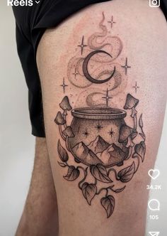 Cauldron Velaris tattoo Acotar Cauldron Tattoo, Cassian Tattoo Acotar, Reader Tarot Card Tattoo, Booktok Tattoo Ideas, Booktok Tattoos, Cauldron Tattoo, Velaris Tattoo, Witchy Drawings, Tat Sleeve