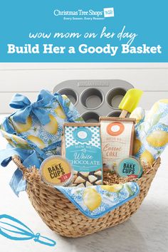 a basket filled with cookies and treats for mother's day