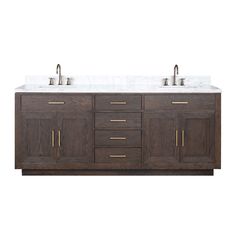 Double sink vanity with under sink storage and four drawers. Comes with vanity cabinet, top, and faucet set. Midcentury freestanding vanity perfect for a master bathroom. A delightful combination between wood tone colors and a superb white Carrara marble creates a unique decor aesthetic that enhances the entire bathroom decor without sacrificing the functionality of a generous storage space!. Solid wood frame with mdf plywood panels. Brown Oak finish. Carrara Marble Countertop with stacked edge. Large Cabinets, Bath Cabinet, Widespread Faucet, Sleek Bathroom, Double Bath, Carrara Marble Countertop, Sink Sizes, Under Sink Storage, Floating Bathroom Vanity