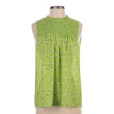 Brand New With Tags Attached Rachel Zoe Sleeveless Smocked Floral Print Blouse So Pretty! Smocking At High Neck With Subtle Ruffle Detailing Fully Lined Condition: New With Tags Color: Chartreuse (Yellow/Green) Fabric Content: 100% Polyester Approximate Measurements Laying Flat Armpit To Armpit 19.5” Length 25” First Time Buyer On Poshmark? Use My Code Bungalow64 To Get $10 Off You First Order! From Pet-Free/Smoke-Free Home Thanks For Looking And Check Out My Other Closet Listings C5 Keywords Ne Black Sequin Shorts, Tie Dye Blouse, Keyhole Blouse, Dressy Blouse, Pink Floral Pattern, Flowy Blouse, Tie Blouse, Floral Print Blouses, Rachel Zoe