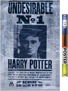 an old harry potter wanted poster is on display