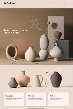 the website is designed to look like it has many different vases