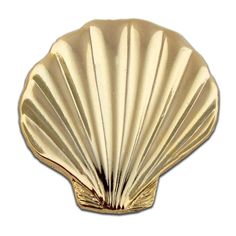 a gold shell shaped object on a white background