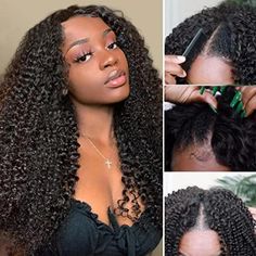 Upgrade your hairstyle game with the UNICE V Part Wig! 😍🔥 This kinky curly wig is made with 100% Brazilian virgin hair, giving you a natural and beginner-friendly look. 💁‍♀️ No need for gel, leave out, sew-in, or lace front glue - it's completely glueless! With a 150% density and 20 inches length, this wig will give you the volume and length you desire. 💃 #AD #SPONSORED Curly V Part Wig, Part Wigs, Natural Hair Wigs