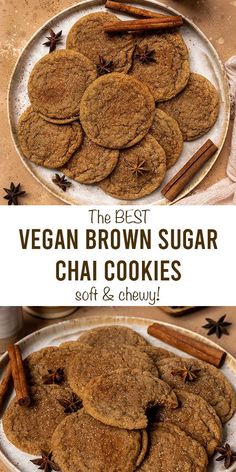 the best vegan brown sugar chai cookies soft and chewy on a plate