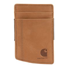 Slide this Carhartt leather wallet into your front pocket. It has a slim design that feels comfortable but with enough carrying capacity to handle the essentials. Multiple slots offer space for cards, and an elastic strap keeps bills secure. Carhartt 1.57X5.12X5.12 Brown Leather Softshell Wallet (1-Bag) | B000024120199 Brown Travel Wallet With Snap Closure, Snap Closure Rectangular Leather Wallet, Brown Leather Wallet With Snap Closure, Ariat Mens Wallets, Western Style Brown Trifold Wallet With Card Slots, Luggage Sets, Slim Design, Leather Wallet, Brown Leather