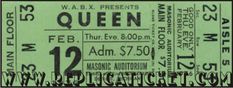 an old concert ticket for the queen