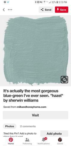 an instagram page with the words it's actually the most gorgeous blue - green i've ever seen