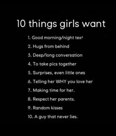 the ten things girls want about her