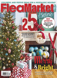 a magazine cover with a christmas tree and presents