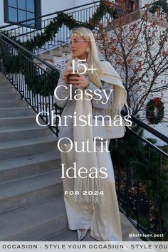 15+ Cute Christmas Outfit Ideas for 2024. Looking for cute Christmas outfit ideas and inspo? We’re here to share 15+ women’s Christmas outfits! Whether it’s for a Christmas party, Christmas dinner, or a casual holiday event, we have dressy, casual, classy, and sparkly outfit options. Click through for the best winter fashion ideas for women! 2024 Christmas Fashion Trends, Woman Holiday Outfit, Christmas Card Outfits For Women, Monochromatic Holiday Outfit, Christmas Activity Outfit, Best Christmas Outfits, Christmas Dressy Outfit, Boujee Christmas Outfits, Warm Christmas Outfits Women