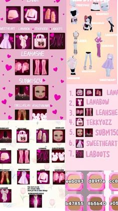 the instructions for how to make barbie doll clothes in pink and white with hearts on them