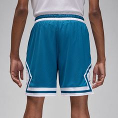 Bring street style and Jordan heritage to the court. These lightweight shorts are made from breathable mesh in a classic, relaxed silhouette. With sweat-wicking Dri-FIT technology and the iconic Diamond design, they'll keep you looking and feeling fresh all day. Elastic waistband with drawcord. Hand pockets. Striped knit tape. Dri-FIT technology helps you stay dry and comfortable. Mesh fabric is lightweight and breathable. Fabric: 100% polyester. Machine wash. Imported. Collegiate Blue Sports Bottoms, Casual Blue Basketball Shorts, Casual Blue Basketball Athletic Shorts, Casual Blue Athletic Shorts For Basketball, Summer Moisture-wicking Athletic Shorts For Basketball, Sporty Blue Basketball Shorts, Sporty Blue Shorts For Basketball, Breathable Blue Sports Shorts, Blue Breathable Shorts For Sports Events