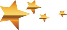 five gold stars are flying in the air