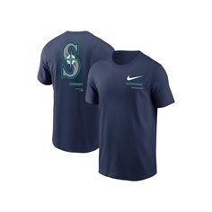 Throw on this Nike Over the Shoulder T-shirt when you need a spirited look for game day. It features recognizable Seattle Mariners graphics on the chest so that your loyalty is easily noticeable. Soft fabric and a crew neck design offer comfort with each wear.Throw on this Nike Over the Shoulder T-shirt when you need a spirited look for game day. It features recognizable Seattle Mariners graphics on the chest so that your loyalty is easily noticeable. Soft fabric and a crew neck design offer com Nike Sports T-shirt With Team Logo, Blue Team Spirit T-shirt For Game Day, Nike T-shirt For Fan Gear With Logo Print, Nike T-shirt With Logo Print For Fans, Nike T-shirt With Logo Print For Fan Gear, Team Spirit Moisture-wicking T-shirt For Game Day, Team Logo Baseball T-shirt, Moisture-wicking Fan Apparel T-shirt For Game Day, Nike Team Spirit T-shirt With Logo Print