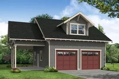 a two car garage is shown in this rendering