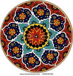 a colorful circular ornament on white background