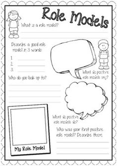 the role model worksheet for students to practice reading and writing their own words