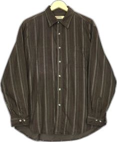 Kansai Yamamoto, Brown Shirt, Vertical Stripes, Flannel Shirt, Oxford, Stripes, Japan, Etsy Uk