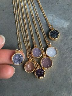 Tas Lv, Bridesmaids Jewelry, Druzy Jewelry, Druzy Necklace, Druzy Quartz, Jewelry Crystal, Stacked Jewelry