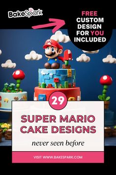 Super Mario-Themed Cakes Designs: Mushroom Kingdom Magic Yoshi Eggs, Minecraft Cake Designs, Whimsical Cake, Hot Wheels Cake, Pikachu Cake, Cake Design Ideas, Super Mario Cake, Mario Cake, Mushroom Kingdom