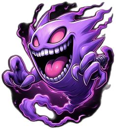 an image of a cartoon character with purple hair and fangs on it's face