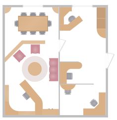 an office floor plan with two desks and chairs