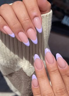 Light Purple Nails, White Tip Nails, Lilac Nails, Nails Nude, Nude Nail, Purple Nail Designs, Valentine Nails, Magnesium Deficiency, Purple Nail